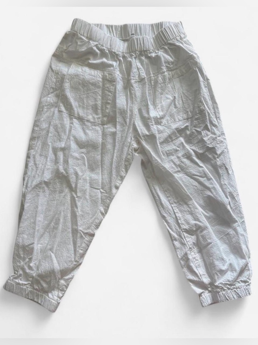 White cotton elastic pants